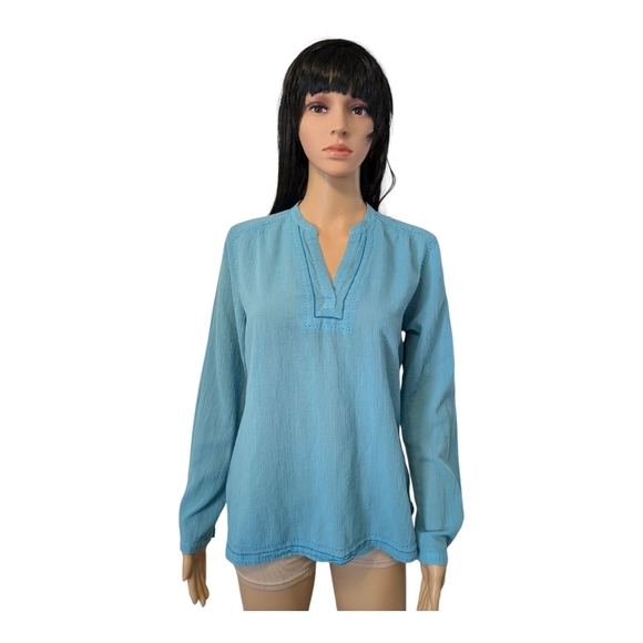 Eddie Bauer Turquoise Blue Blouse Women's Medium - Picture 2 of 9